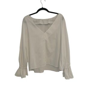 Something Navy Crystal White Blouse Size L